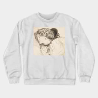 Found - Study for the Head of the Girl by Dante Gabriel Rossetti Crewneck Sweatshirt